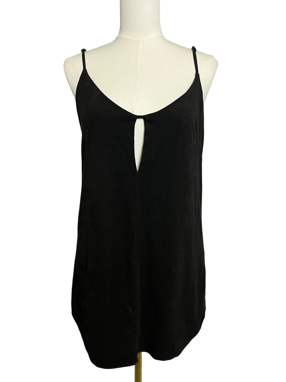 Blush Slip Dress Womens Small Black Strappy V Neck Cutout Short Party Cocktail